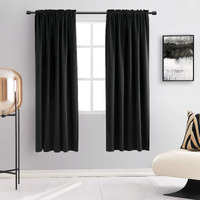 Donren 99% Blackout Curtain Panels For Bedroom - Thermal Insulated Room Darkening Curtains For Living Room, 2 Window Curtain Panels (52 X 63 Inch,Black)