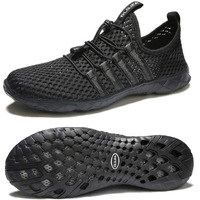 Dlgjpa Men\'s Lightweight Quick Drying Water Shoes For Beach Or Water Sports Slip On Walking Shoes Allblack 10.5