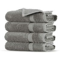 Towel Bazaar Premium Turkish Cotton Super Soft And Absorbent Towels (4-Piece Washcloth, Gray)