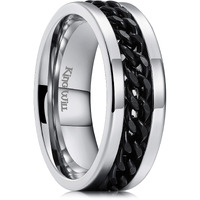 King Will 8Mm Black Spinner Ring Stainless Steel Fidget Ring Anxiety Ring For Men