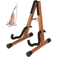 Neboic Ukulele Stand, Wood Violin Stand With Bow Holder, Wooden Stand For Mini Small Guitars, Banjo And Mandolin (Cherry)