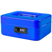 Jssmst Medium Cash Box With Combination Lock-Durable Metal Cash Box With Money Tray Blue, 7.87 X 6.3 X 3.35 Inches, Cb0702M