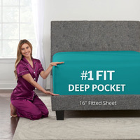 Fitted Sheets Queen Size - Queen Fitted Sheet Only Deep Pocket Queen Fitted Sheet - Real 16 Fitted Bed Sheets Fit Perfectly 14-18 Deep Mattress & Toppers - 1 Piece Bottom Fitted Sheet Queen - Teal