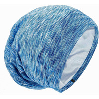 Silk Satin Lined Bonnet Sleep Cap - Adjustable Stay On All Night Hair Wrap Cover Slouchy Beanie For Curly Hair Protection For Women And Men - Heather Skyblue
