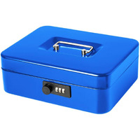 Jssmst Large Cash Box With Combination Lock - Durable Metal Cash Box With Money Tray Blue(9.8 X 7.9 X 3.5), Sm-Cb07002L