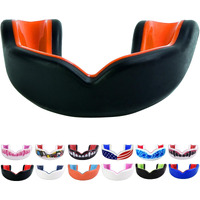 Oral Mart Black/Orange Youth Mouthguard For Kids - Youth Mouthguard For Karate, Flag Football, Martial Arts, Taekwondo, Boxing, Football, Rugby, Bjj, Muay Thai, Soccer, Hockey (With Free Case)