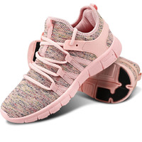 Inzcou Running Shoes Lightweight Tennis Shoes Non Slip Gym Workout Shoes Breathable Mesh Walking Sneakers Starry Pink 8.5Women / 7.5Men