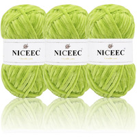 Niceec 3 Skeins Soft Chenille Yarn Blanket Yarn For Knitting Fancy Yarn For Crochet Weaving Diy Craft Total Length 385M (393Yds, 350G)_Spring Green