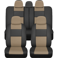 Bdk Croc Skin Faux Leather Car Seat Covers, Full Set Beige - Front And Back Split Bench Seat Covers, Airbag Compatible, Interior Covers For Cars Trucks Vans And Suvs