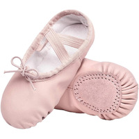 Stelle Girls Ballet Shoes Boys Toddler Soft Leather Dance Slippers For Toddler/Little Kid/Big Kid(Ballet Pink(With Lace), 12Ml)