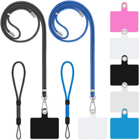 Lousrnman Cell Phone Lanyard, Universal 2 Phone Crossbody Lanyard For Women, 2 Wrist Phone Strap And 5 Connectors Compatible With Most Phones (Black Blue)
