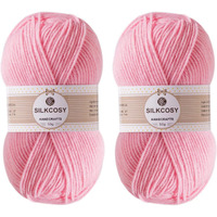 2 Pcs Crochet Yarn, Feels Soft 280 Yards Assorted Colors 4Ply Acrylic Yarn,Yarn For Crochet & Hand Knitting-Light Pink