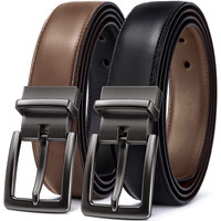 Bulliant Men\'s Belt,Reversible Belt 1.25\" For Gift Mens Casual Golf Dress Pants Shirts,One Reverse For 2 Sides(Black/Tawny,46\"-48\" Waist Adjustable)
