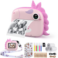Himont Kids Camera Instant Print, Digital Camera For Kids With Zero Ink Print Paper & 32G Tf Card, Selfie Video Camera With Color Pens & Photo Clips For Diy, Gift For Girls Boys 3-12 Years Old (Pink)