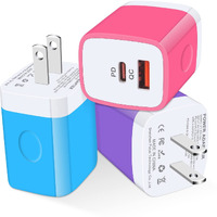Usb C Wall Charger, 2-Ports 20W Usb A And Usb C Charger Block [Pd/Qc 3.0], 3Pack Usb-C Power Wall Plug Adapter Brick For Iphone 15/14/13/12/11/Pro Max/Mini, Ipad/Pro, Airpods, Pixel, Samsung Galaxy