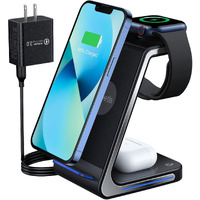Wireless Charger, Weetla Wireless Charging Station, 3 In 1 Wireless Charging Stand For Iphone/Iwatch/Airpods,For Iphone 13,12,11 (Mini,Pro, Pro Max)/Xs/Xr,For Iwatch 7/6/Se/5/4/3/2,For Airpods 2/3/Pro
