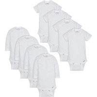 Onesies Brand Baby 8-Pack Short Mix & Match Bodysuits, White Short & Long Sleeve, Newborn