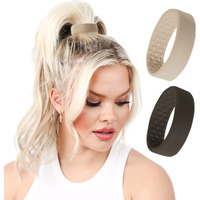 Pony-O Large For Thick, Heavy Or Poofy Curly Hair Revolutionary Hair Tie Alternative Ponytail Holders - 2 Pack Black And Dark Blonde Original Patented Hair Styling Accessories