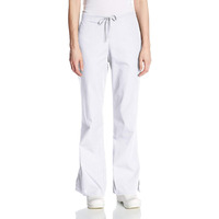 Cherokee Womens Size Flare Leg Drawstring Scrub Pant, White, X-Large Tall