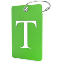 Luggage Tag Initial - Fully Bendable Tag Wstainless Steel Loop (Letter T)