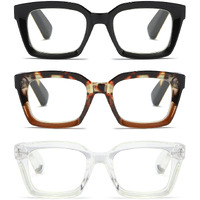 Zxyoo 3 Pack Oversize Square Design Reading Glasses For Women, Blue Light Blocking Reader