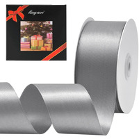 Liuyaxi Silver Double Face Satin Ribbon 2\" X 50 Yards, Ribbons Perfect For Crafts, Gift Wrapping, Bow Making And More