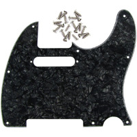 Fleor 8 Hole Tele Pickguard W/Screws Fit Usa/Mx Standard Telecaster Pickguard Replacement, 4Ply Black Pearl