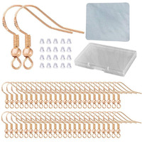 Rose Gold Earring Hooks - 120 Pcs60 Pairs Hypo-Allergenic Rose Gold Plated Ear Wires Fish Hooks For Jewelry Making, Jewelry Findings Parts With 120 Pcs Rubber Earring Backs Stopper For Diy Earrings
