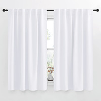 Nicetown Window Treatment Curtain Panels - (White Color) W52 X L54, 2 Pieces, Semi Blackout Window Treatment Drape Panel For Kids Bedroom