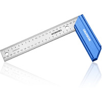 Workpro 8 Inch Try Square With Aluminum Handle - Woodworking Square Precision For Professional Carpentry Use & Premium Stainless Steel Ruler