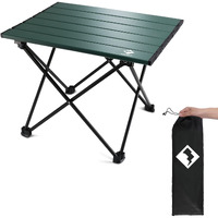 Villey Portable Camping Side Table, Ultralight Aluminum Folding Beach Table With Carry Bag For Outdoor Cooking, Picnic, Camp, Boat, Travel - Green