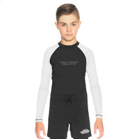 Elite Sports Rash Guards For Boys And Girls, Full Sleeve Compression Bjj Kids And Youth Rash Guard (White, Large)