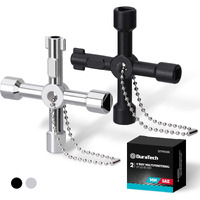Duratech 4 Way Utilities Key, Multi-Functional Water Key Set, 2-Pack, For Valve, Faucet, And Spigots