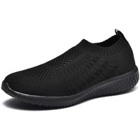 Tiosebon Women\'s Athletic Walking Shoes Slip On Casual Mesh Sneakers Black/Black 6.5 Us Wide