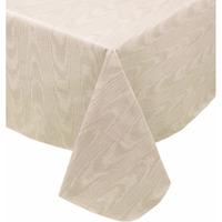 Newbridge Taupe Moire Wavy Solid Color Print Heavy Weight Vinyl Flannel Backed Tablecloth, Indoor/Outdoor Vinyl Tablecloth With Flannel Backing, 52 X 70 Oblong/Rectangle