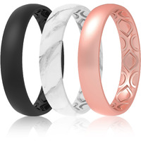 Thunderfit Women Breathable Eternity Pattern Silicone Wedding Rings Anniversary Bands 4Mm Wide 1.5Mm Thick - 1/2/3/4/5/6/7/8/9/10/12 Variety Multipack