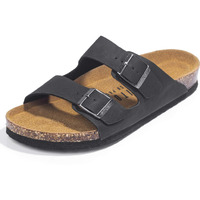 Fitory Mens Sandals, Arch Support Slides With Adjustable Buckle Straps And Cork Footbed Black Size 13