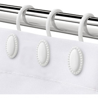 Shower Curtain Hooks, Decorative Shower Curtain Rings, Rust Resistant Metal Shower Hooks For Bathroom, Glide Shower Rings For Shower Curtain And Liner, Set Of 12, White