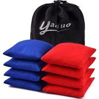 Yaaduo Set Of 8 Regulation Cornhole Bags, Duck Cloth Double Stiched - Standard Corn Hole Bean Bags For Tossing Game, Includes Tote Bags (Red/Blue)