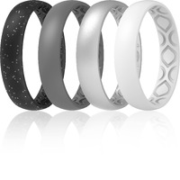 Thunderfit Women Breathable Eternity Pattern Silicone Wedding Rings Anniversary Bands 4Mm Wide 1.5Mm Thick - 1/2/3/4/5/6/7/8/9/10/12 Variety Multipack