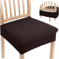 Smiry Stretch Jacquard Seat Covers For Dining Room Chairs Set Of 2, Removable Washable Chair Seat Protector Slipcovers, No Rear Covers, Brown