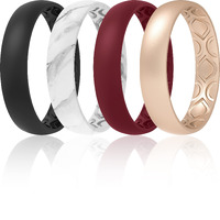 Thunderfit Women Breathable Eternity Pattern Silicone Wedding Rings Anniversary Bands 4Mm Wide 1.5Mm Thick - 1/2/3/4/5/6/7/8/9/10/12 Variety Multipack