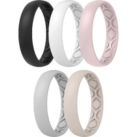 Thunderfit Women Breathable Eternity Pattern Silicone Wedding Rings Anniversary Bands 4Mm Wide 1.5Mm Thick - 1/2/3/4/5/6/7/8/9/10/12 Variety Multipack