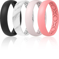 Thunderfit Women Breathable Eternity Pattern Silicone Wedding Rings Anniversary Bands 4Mm Wide 1.5Mm Thick - 1/2/3/4/5/6/7/8/9/10/12 Variety Multipack