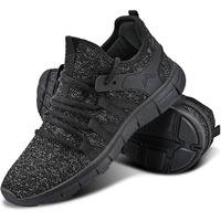 Inzcou Running Shoes Lightweight Tennis Shoes Breathable Mesh Walking Sneakers Starry Black 11Women / 10Men