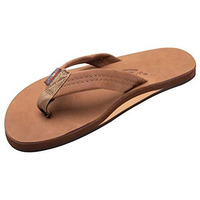Rainbow Sandals Men's Leather Single Layer Wide Strap With Arch, Redwood, Men's X-Large / 11-12 D(M) Us