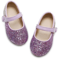 Toddler Little Girl Purple Mary Jane Dress Shoes - Ballet Flats For Girl Party School Shoes(Purple,12 Toddler