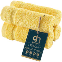 Qute Home 4-Piece Washcloths Towels Set, 100% Turkish Cotton Premium Quality Towels For Bathroom, Quick Dry Soft And Absorbent Turkish Towel, Set Includes 4 Wash Cloths (Yellow)