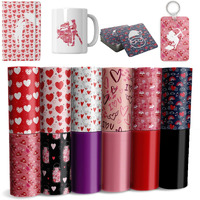 Valentine Infusible Transfer Ink Sheets, 12 Pcs 4.5"X 12" Pre-Printed Sublimation Paper For Diy Heat Press Mug, T- Shirts, Coasters