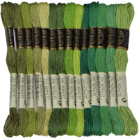 Premium Rainbow Color Embroidery Floss - Cross Stitch Threads - Friendship Bracelets Floss - Crafts Floss - 14 Skeins Per Pack Embroidery Floss, Medium Avocado Green Gradient